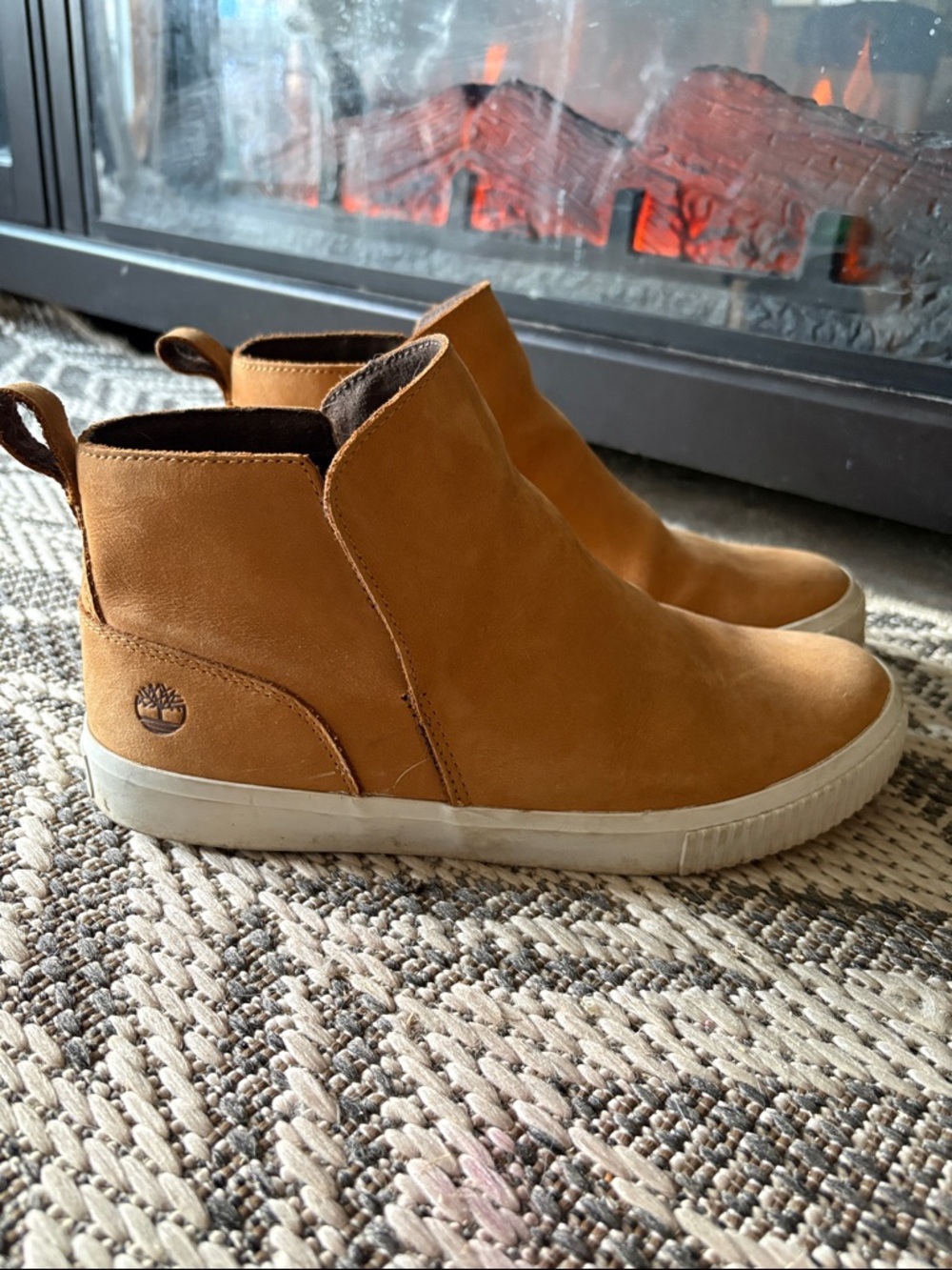 Timberland Chestnut Brown Leather High-Top Slip-Ons